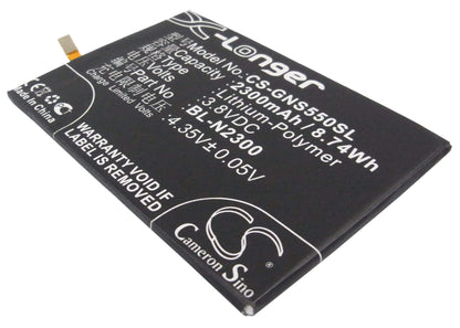 3.8V, 2300mAh, Li-Polymer Battery fits Gionee, Gn9000, S5.5, 8.74Wh