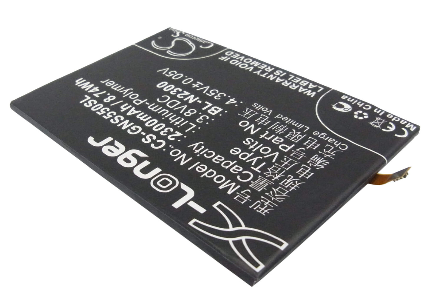 3.8V, 2300mAh, Li-Polymer Battery fits Gionee, Gn9000, S5.5, 8.74Wh