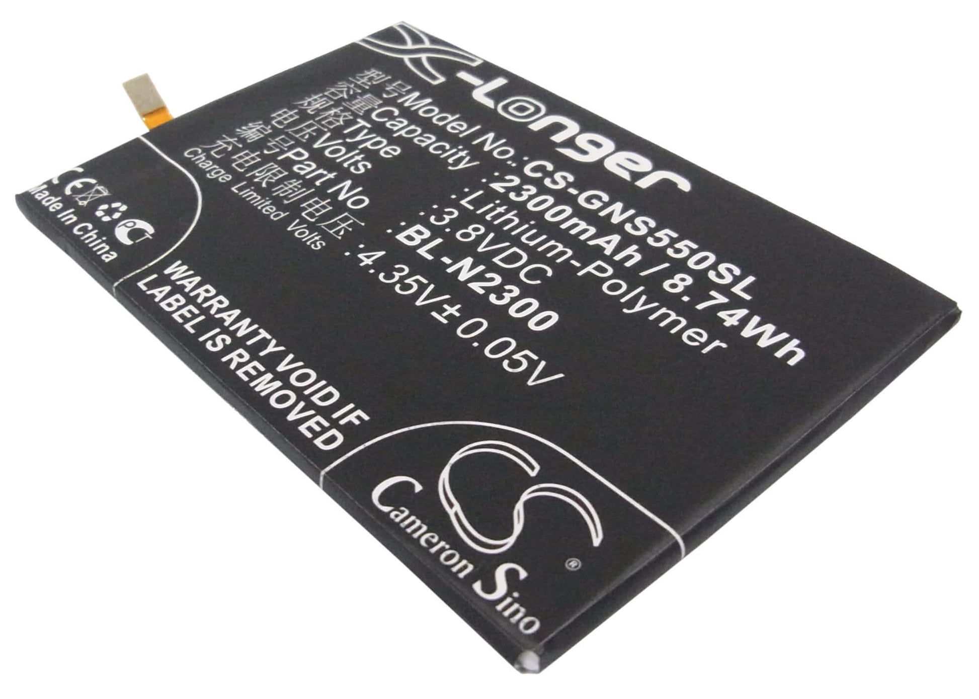 3.8V, 2300mAh, Li-Polymer Battery fits Blu, D970l, Vivo 4 Iv, 8.74Wh