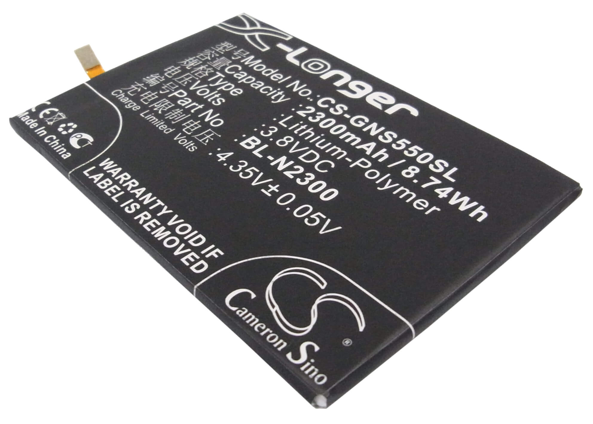 3.8V, 2300mAh, Li-Polymer Battery fits Blu, D970l, Vivo 4 Iv, 8.74Wh