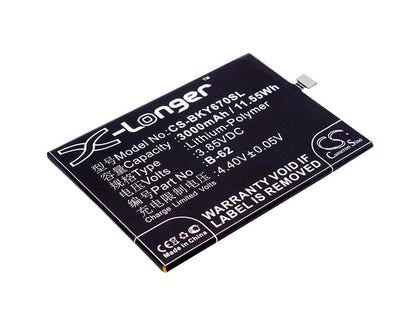 3.85V, 3000mAh, Li-Polymer Battery fits Bbk, Vivo V5s, Vivo V5s Dual Sim, 11.55Wh