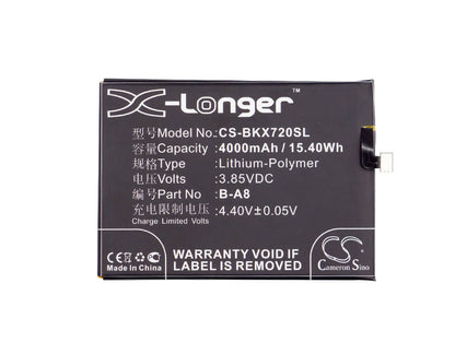3.85V, 4000mAh, Li-Polymer Battery fits Vivo, X7 Plus, X7 Plus Dual Sim, 15.4Wh