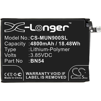 3.85V, 4800mAh, Li-Polymer Battery fits Redmi, 10x 4g, M2003j15sc, 18.48Wh