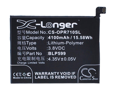 3.8V, 4100mAh, Li-Polymer Battery fits Oppo, R7 Plus, 15.58Wh