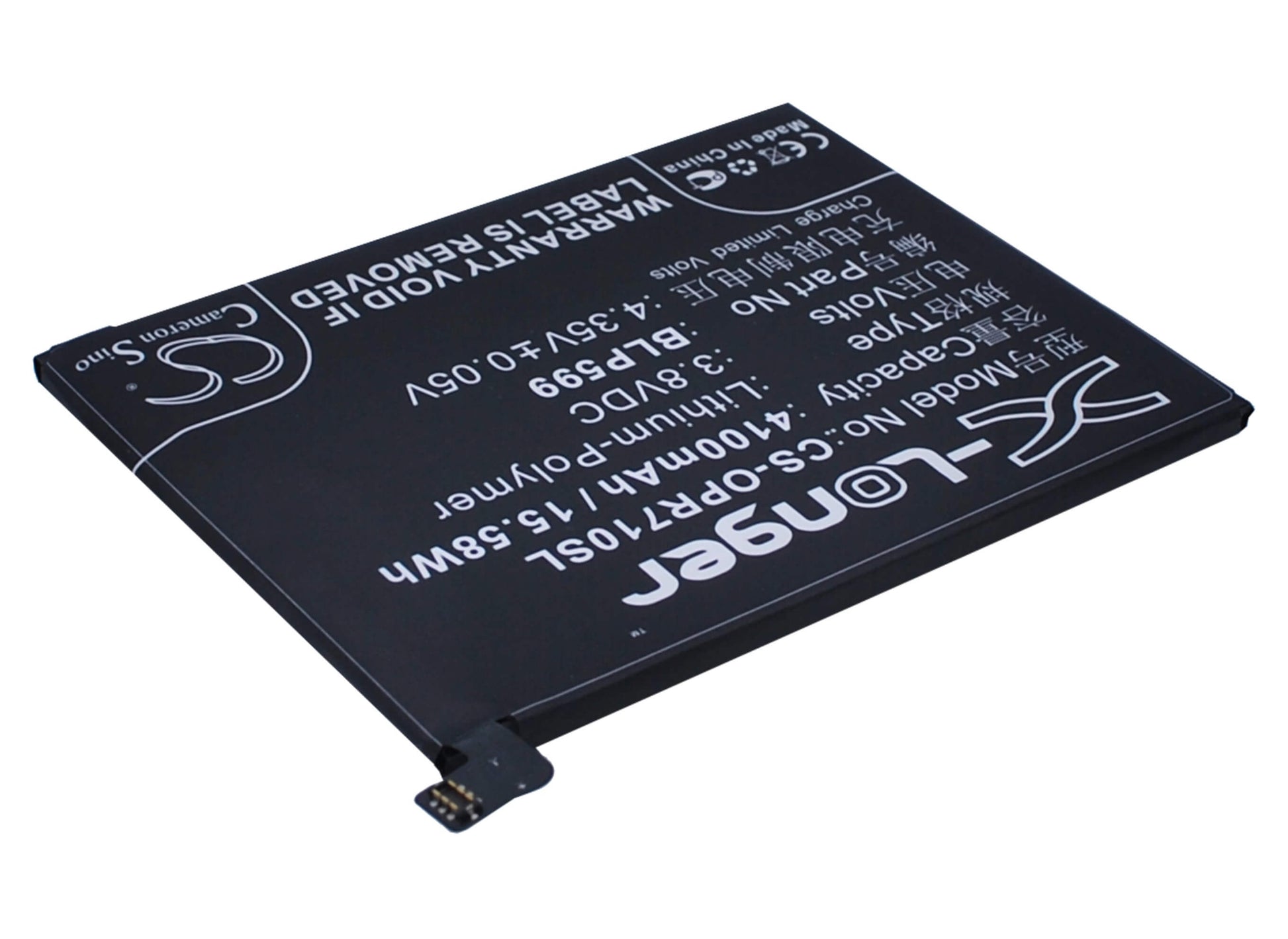 3.8V, 4100mAh, Li-Polymer Battery fits Oppo, R7 Plus, 15.58Wh