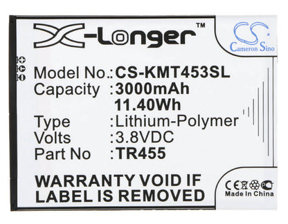 3.8V, 3000mAh, Li-Polymer Battery fits Kazam, Tr45544044-01, Trooper 445, 11.4Wh