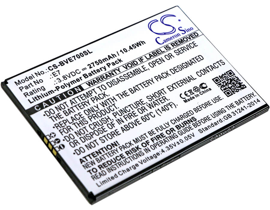 3.8V, 2750mAh, Li-Polymer Battery fits Blackview, E7, 10.45Wh