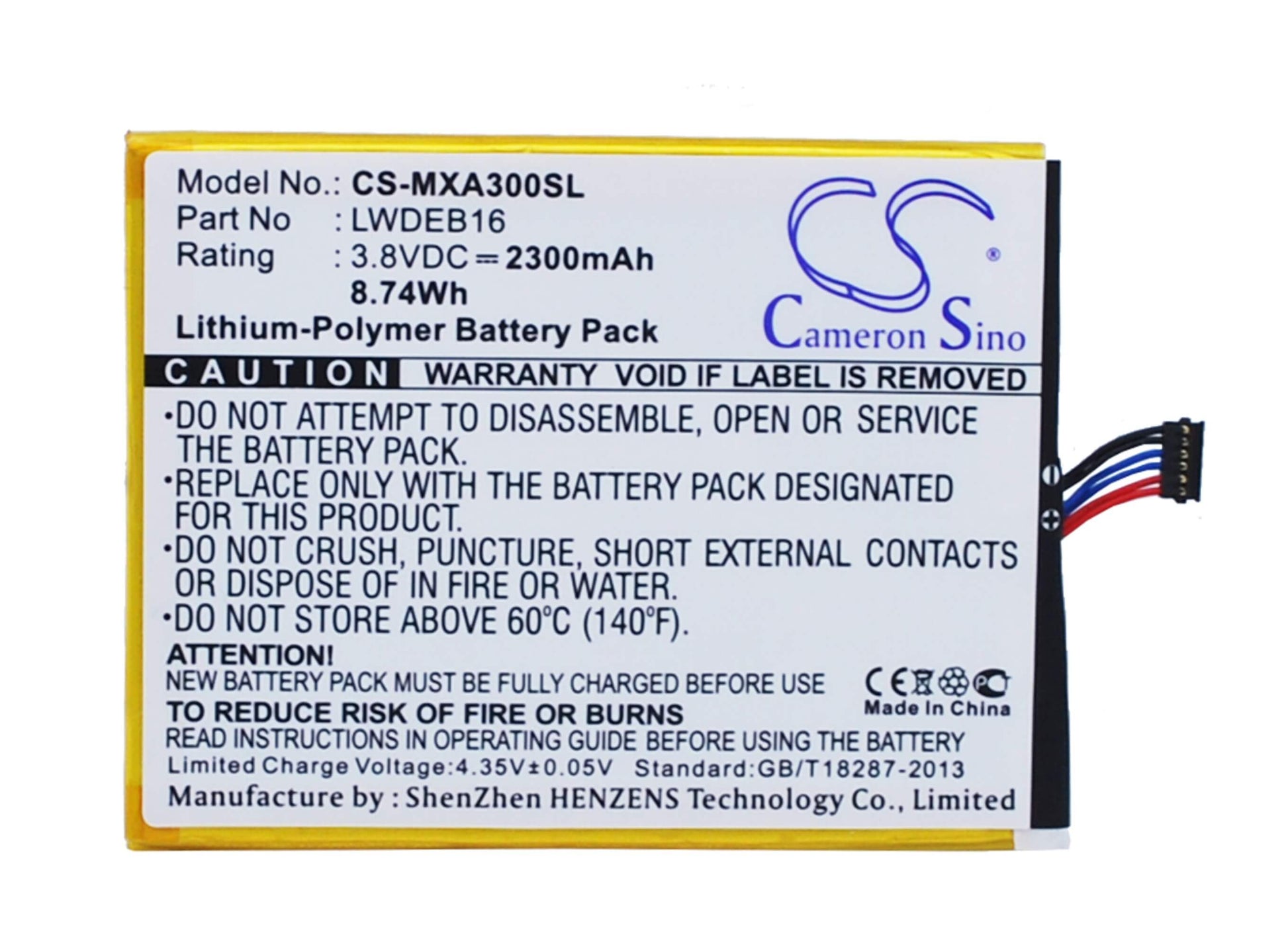 3.8V, 2300mAh, Li-Polymer Battery fits Micromax, A300, Canvas Gold, 8.74Wh