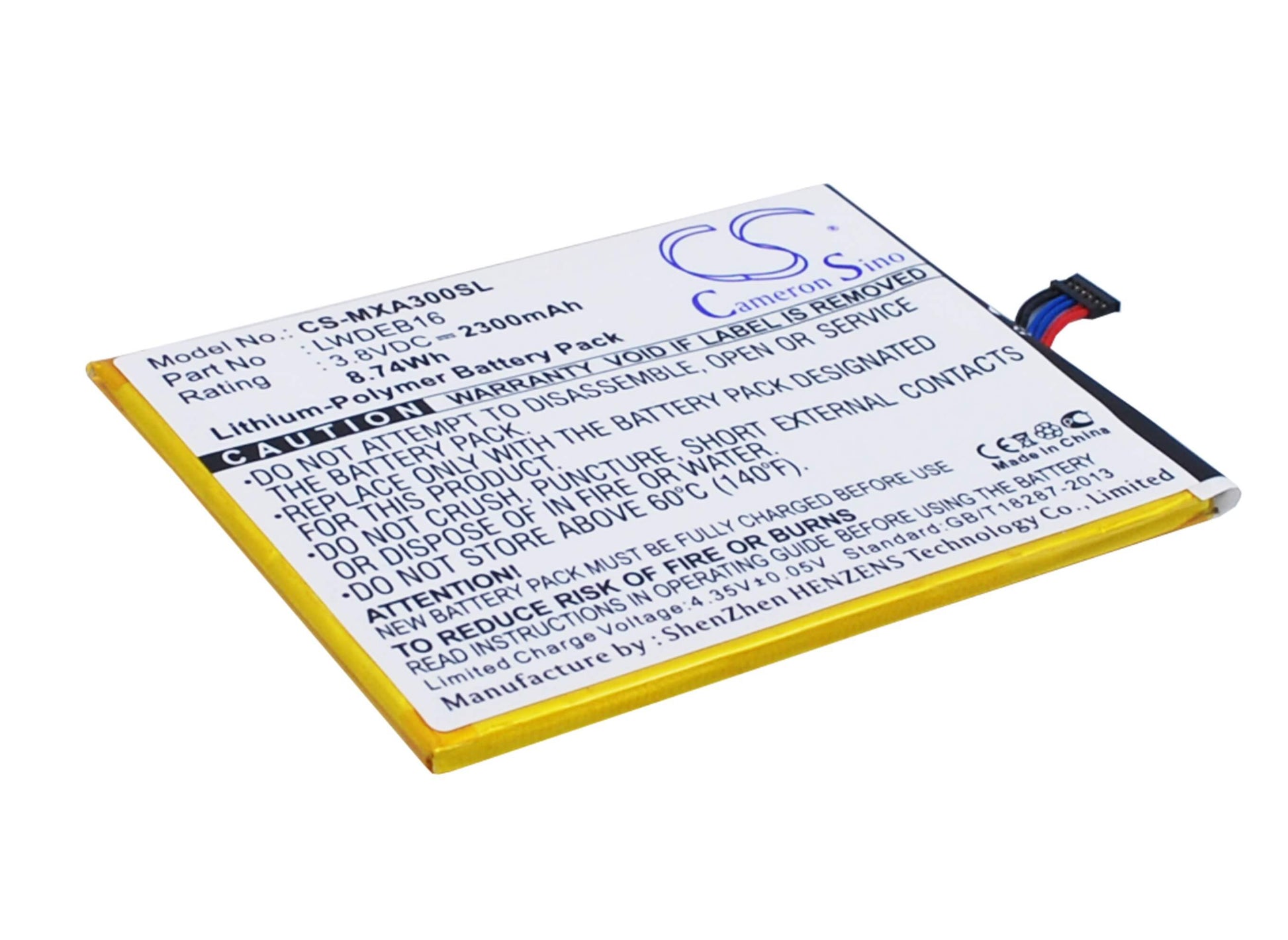 3.8V, 2300mAh, Li-Polymer Battery fits Micromax, A300, Canvas Gold, 8.74Wh