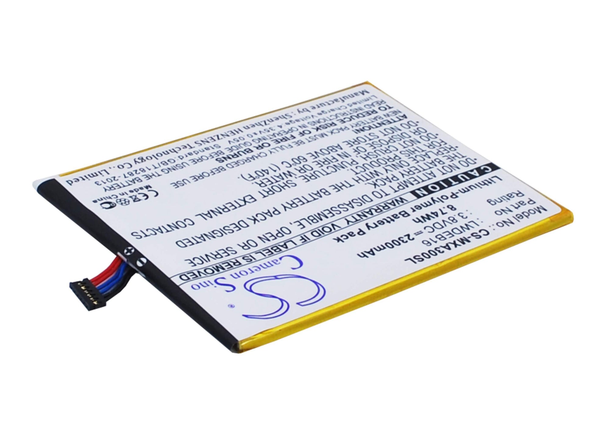 3.8V, 2300mAh, Li-Polymer Battery fits Micromax, A300, Canvas Gold, 8.74Wh