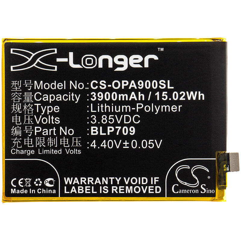 3.85V, 3900mAh, Li-Polymer Battery fits Oppo, 1911, A9, 15.015Wh