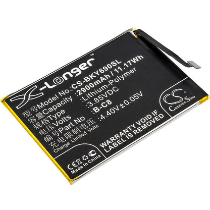 3.85V, 2900mAh, Li-Polymer Battery fits Bbk, 1714, Vivo Y69, 11.165Wh