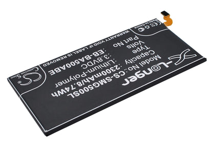 3.8V, 2300mAh, Li-Polymer Battery fits Samsung, Galaxy A5, Sm-a5000, 8.74Wh