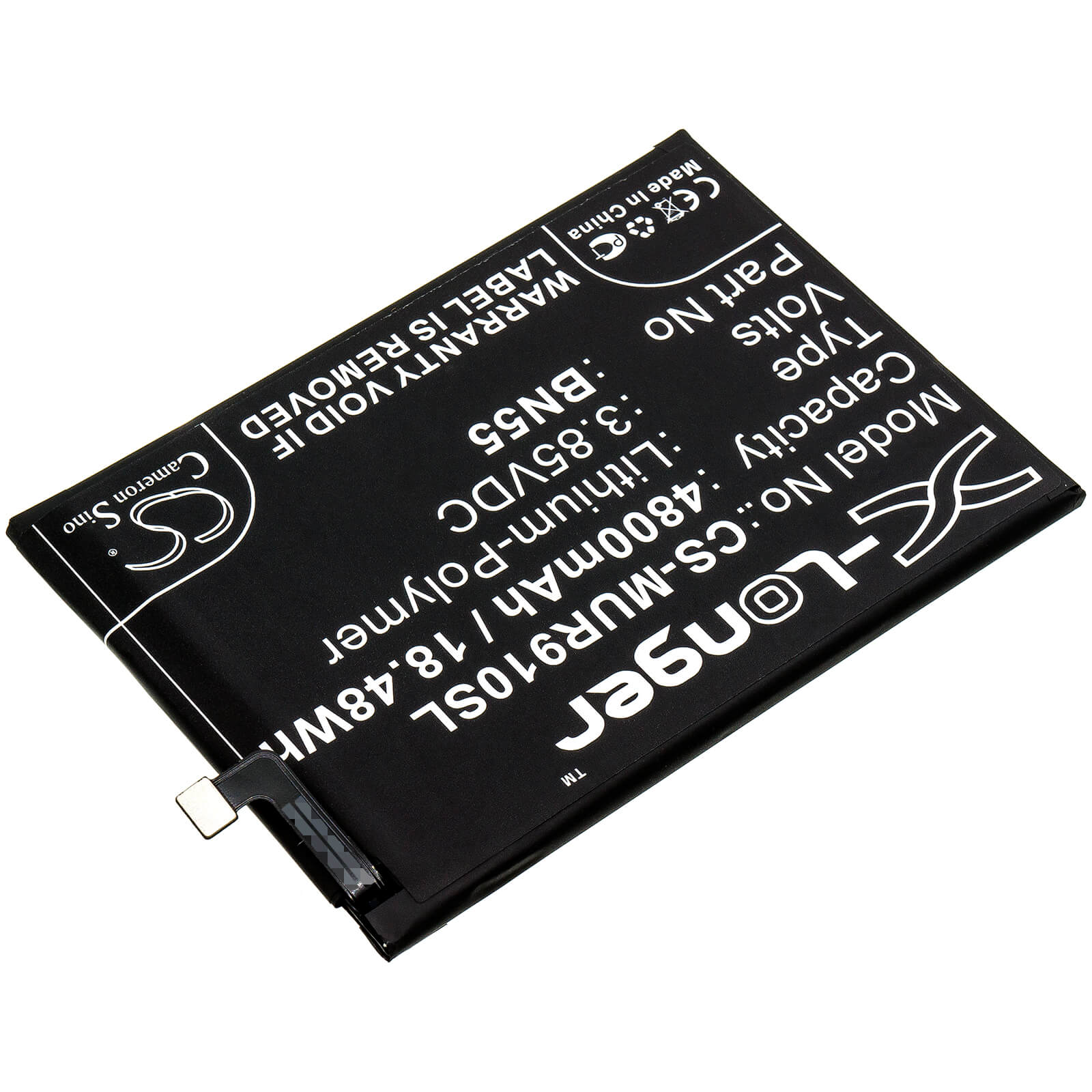 3.85V, 4800mAh, Li-Polymer Battery fits Xiaomi, Redmi 9s, 18.48Wh