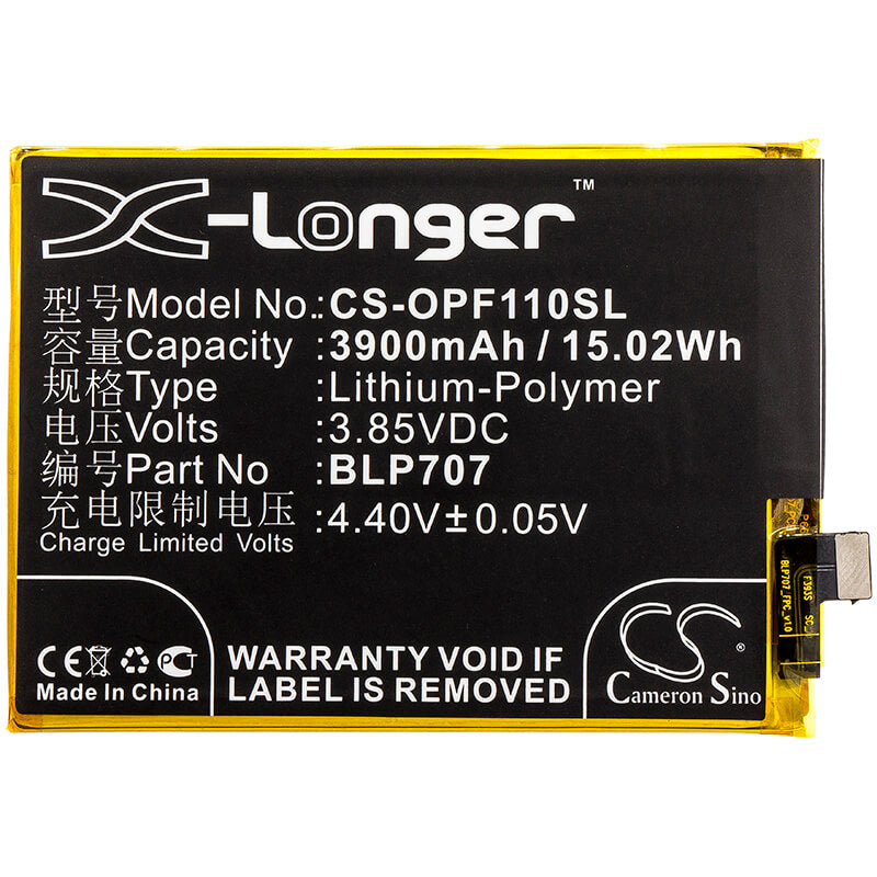 3.85V, 3900mAh, Li-Polymer Battery fits Oppo, Cph1911, Cph1913, 15.015Wh