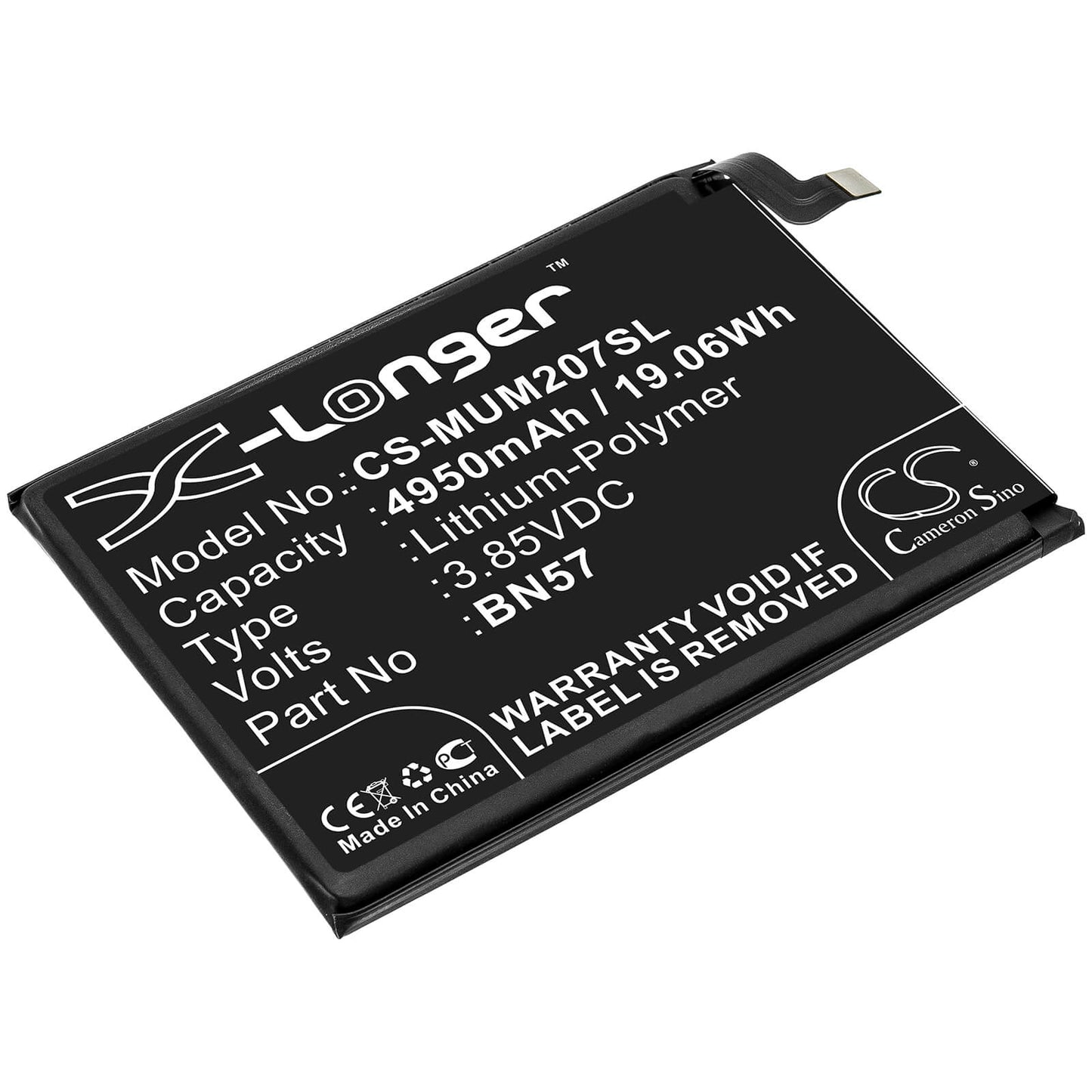 3.85V, 4950mAh, Li-Polymer Battery fits Xiaomi, M2007j20cg, Poco X3 Nfc, 19.0575Wh