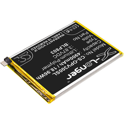 3.87V, 4900mAh, Li-Polymer Battery fits Oppo, Realme V3, 18.963Wh