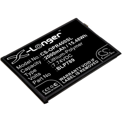 7.74V, 2000mAh, Li-Polymer Battery fits Oppo, Cph2113, Reno4 5g, 15.48Wh