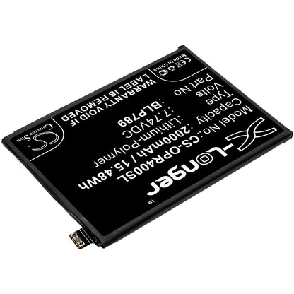 7.74V, 2000mAh, Li-Polymer Battery fits Oppo, Cph2113, Reno4 5g, 15.48Wh