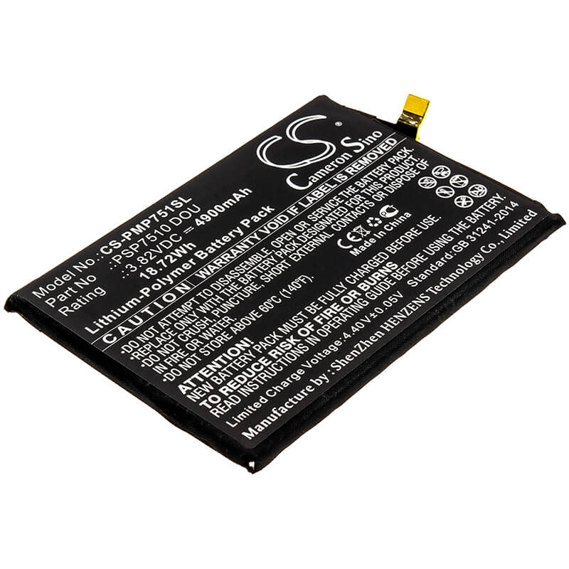 3.82V, 4900mAh, Li-Polymer Battery fits Prestigio, Muze C7 Duo, Psp7510 Dou, 18.718Wh