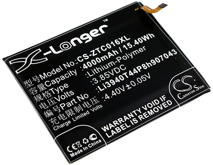 3.85V, 4000mAh, Li-Polymer Battery fits Zte, Axon 7 Max, Axon 7 Max C2017, 15.4Wh