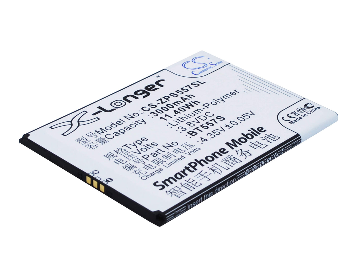 3.8V, 3000mAh, Li-Polymer Battery fits Zopo, S5570, Speed 7 Plus, 11.4Wh