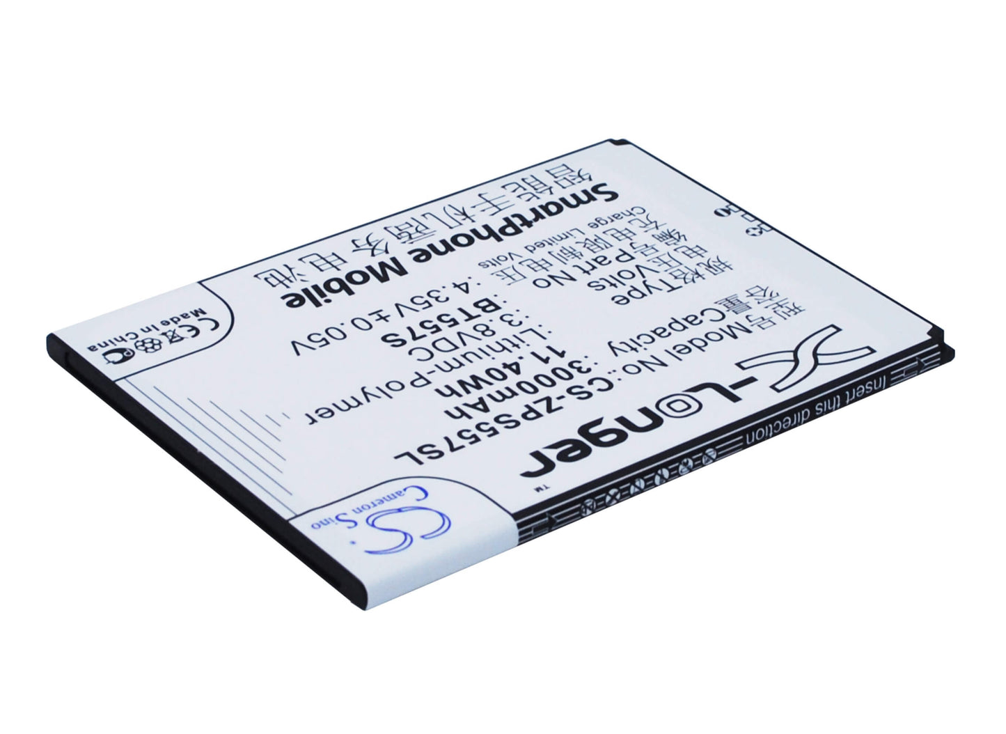 3.8V, 3000mAh, Li-Polymer Battery fits Zopo, S5570, Speed 7 Plus, 11.4Wh