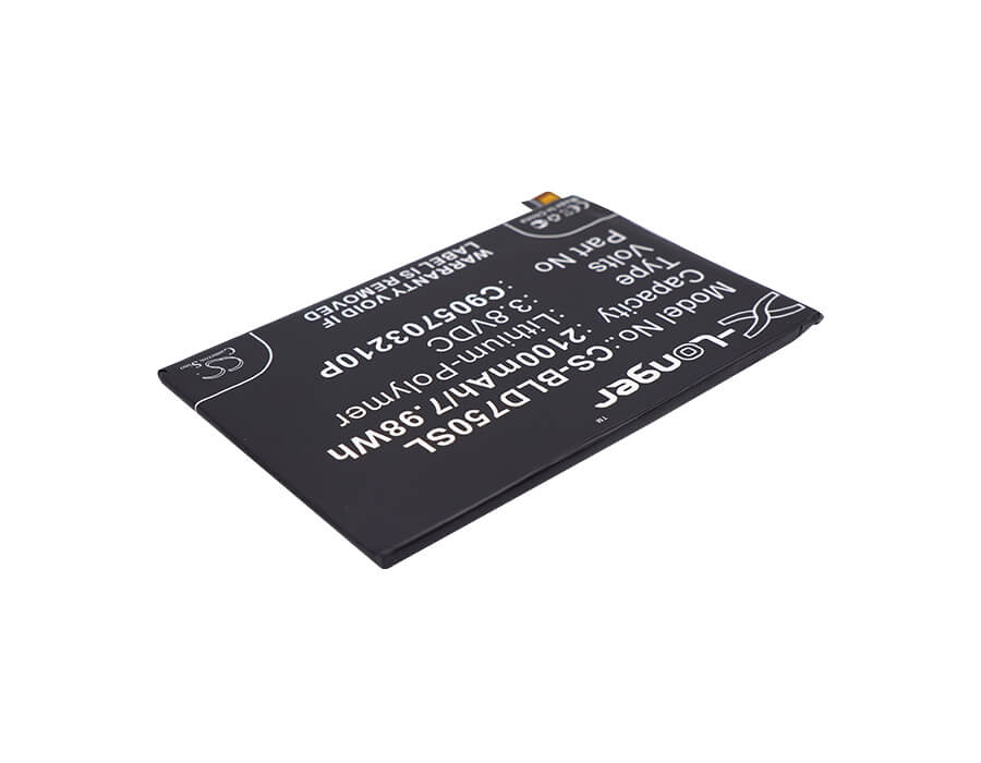 3.8V, 2100mAh, Li-Polymer Battery fits Blu, D750l, D750u, 7.98Wh