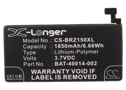 3.7V, 1850mAh, Li-Polymer Battery fits Blackberry, Z15, 6.845Wh