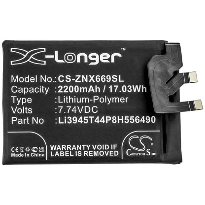 7.74V, 2200mAh, Li-Polymer Battery fits Zte, Nubia Red Magic 6 Pro, Nx669j-p, 17.028Wh