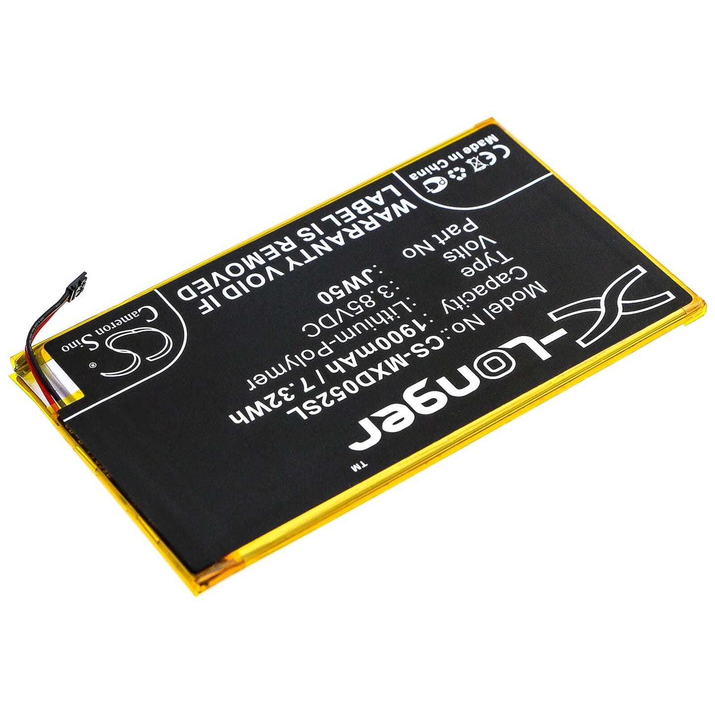 3.85V, 1900mAh, Li-Polymer Battery fits Motorola, Md1005g, Moto Module 5g, 7.315Wh