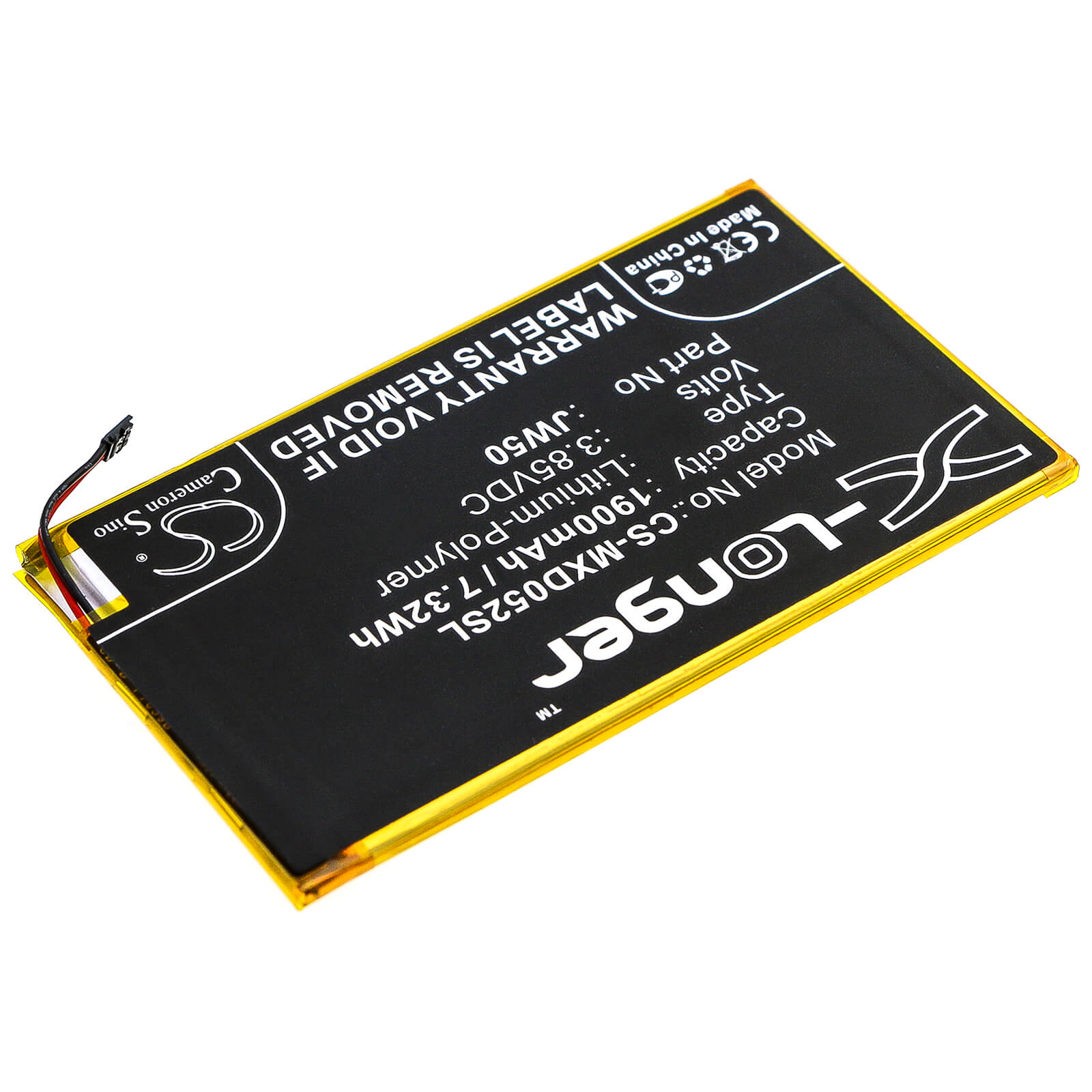 3.85V, 1900mAh, Li-Polymer Battery fits Motorola, Md1005g, Moto Module 5g, 7.315Wh