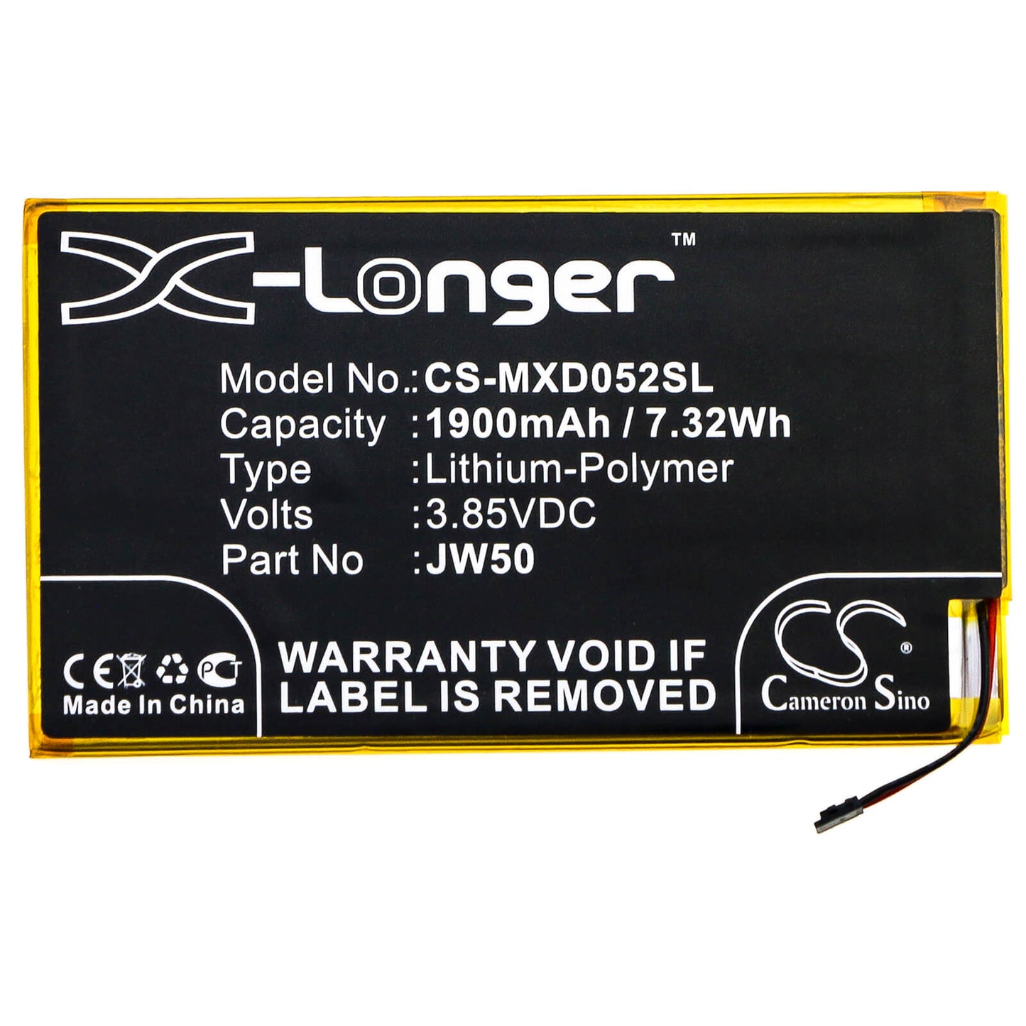 3.85V, 1900mAh, Li-Polymer Battery fits Motorola, Md1005g, Moto Module 5g, 7.315Wh