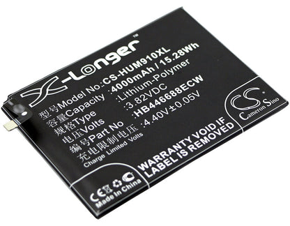 3.82V, 4000mAh, Li-Polymer Battery fits Huawei, Ascend Mate 9 Pro, Lon-al00, 15.28Wh