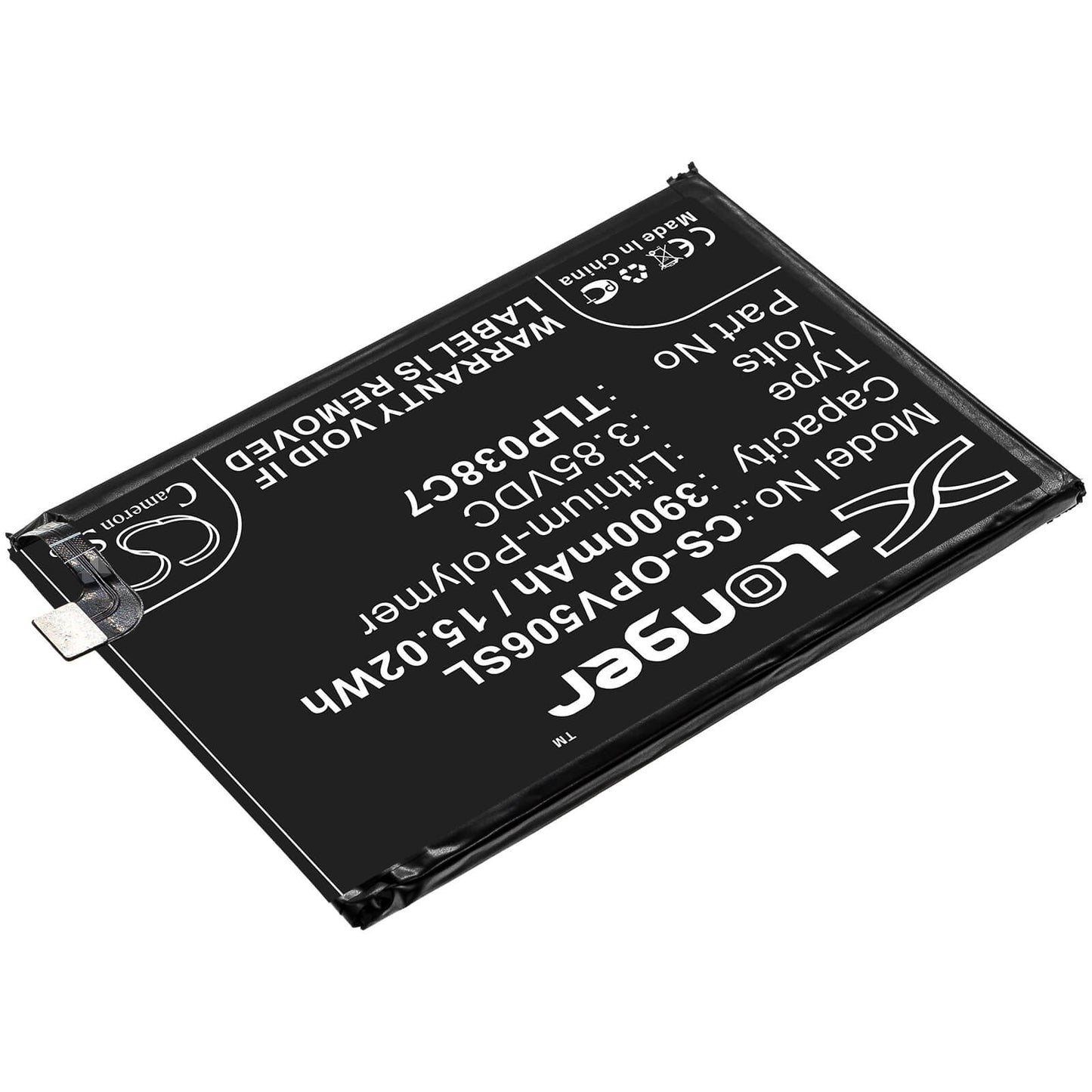 3.85V, 3900mAh, Li-Polymer Battery fits Alcatel, 5v, Ot-5060a, 15.015Wh