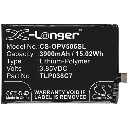 3.85V, 3900mAh, Li-Polymer Battery fits Alcatel, 5v, Ot-5060a, 15.015Wh