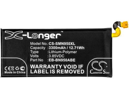 3.85V, 3300mAh, Li-Polymer Battery fits Samsung, Galaxy Note 8, Galaxy Note 8 Duos, 12.705Wh