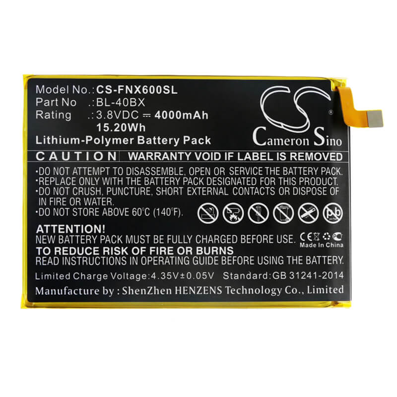 3.8V, 4000mAh, Li-Polymer Battery fits Infinix, Note 2, X600, 15.2Wh