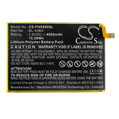 3.8V, 4000mAh, Li-Polymer Battery fits Infinix, Note 2, X600, 15.2Wh