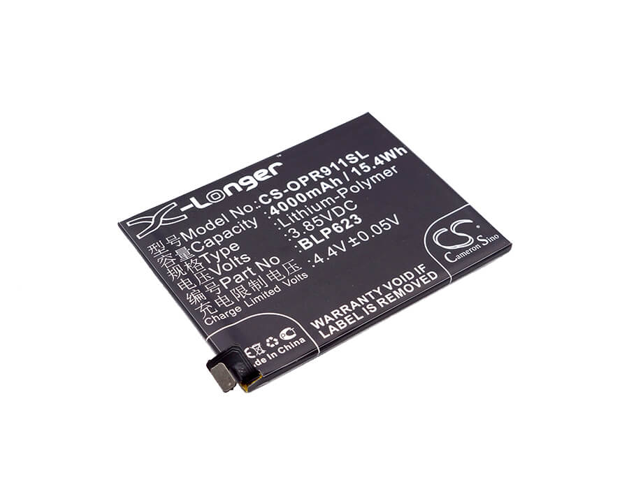 3.85V, 4000mAh, Li-Polymer Battery fits Oppo, Cph1611, Cph1613, 15.4Wh