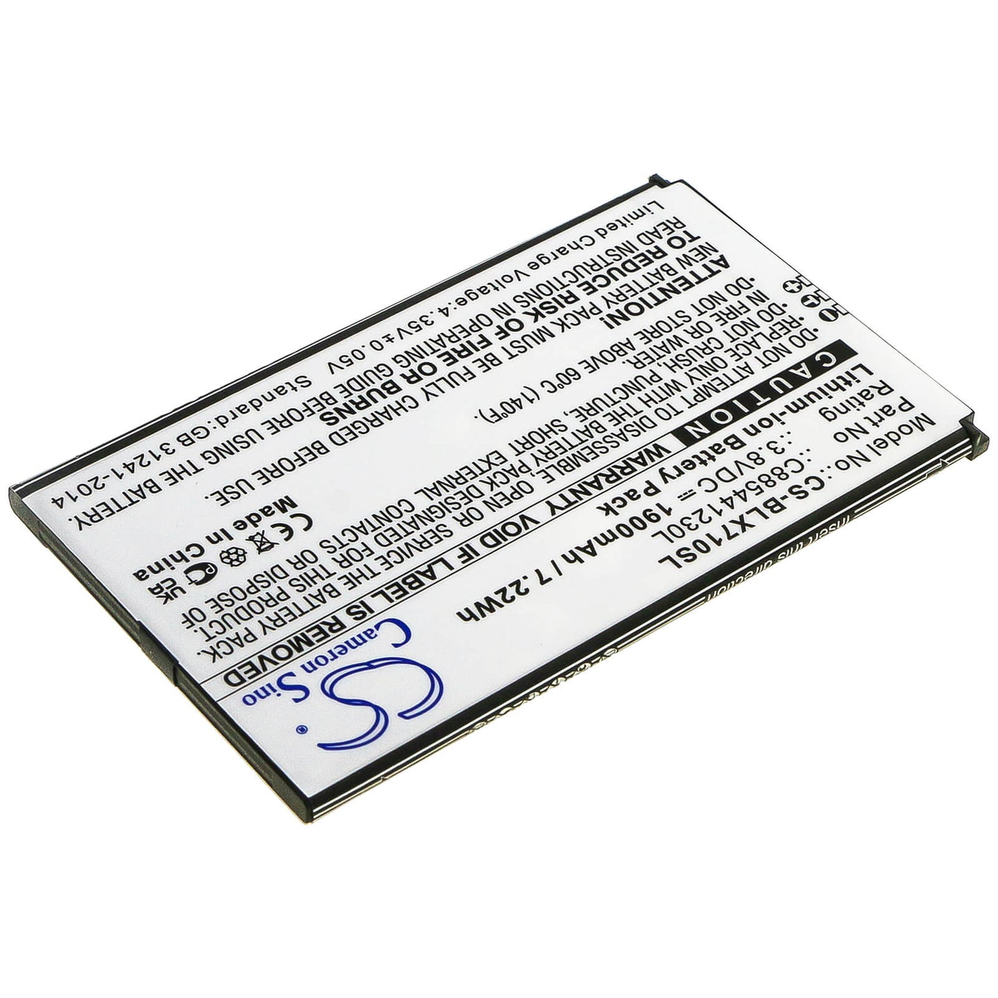 3.8V, 1900mAh, Li-ion Battery fits Blu, D710l, D710u, 7.22Wh