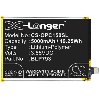 3.85V, 5000mAh, Li-Polymer Battery fits Oppo, Realme C12, Realme C15, 19.25Wh