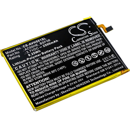 3.7V, 2500mAh, Li-Polymer Battery fits Archos, 55 Helium Ultra, A55 Helium, 9.25Wh
