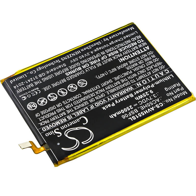 3.7V, 2500mAh, Li-Polymer Battery fits Archos, 55 Helium Ultra, A55 Helium, 9.25Wh