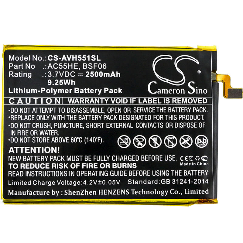 3.7V, 2500mAh, Li-Polymer Battery fits Archos, 55 Helium Ultra, A55 Helium, 9.25Wh