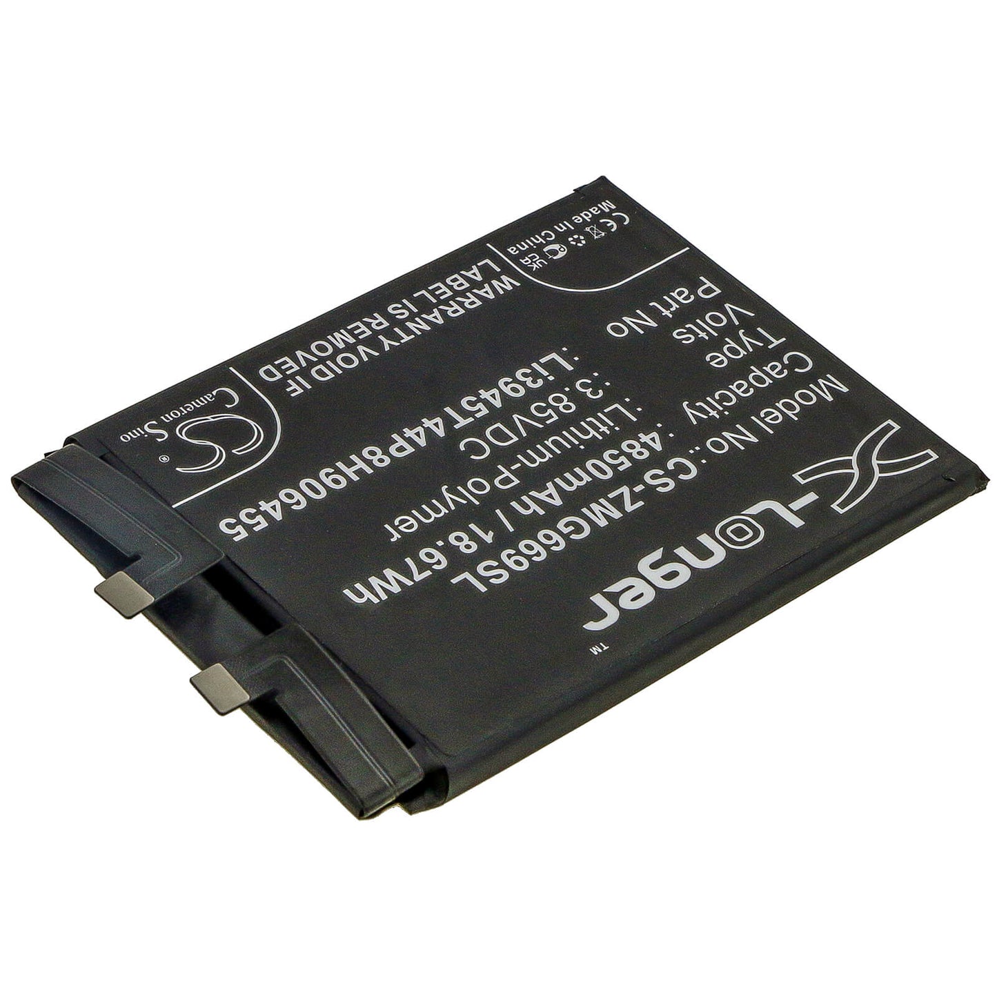 3.85V, 4850mAh, Li-Polymer Battery fits Zte, Nubia Red Magic 6, Nx669j, 18.6725Wh