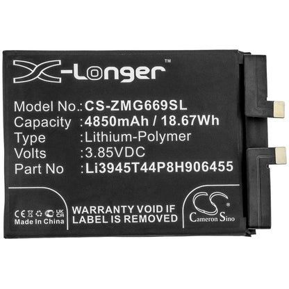 3.85V, 4850mAh, Li-Polymer Battery fits Zte, Nubia Red Magic 6, Nx669j, 18.6725Wh