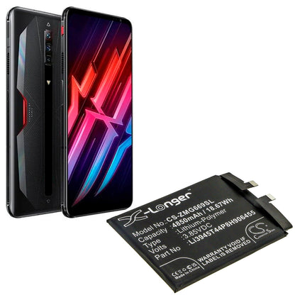 3.85V, 4850mAh, Li-Polymer Battery fits Zte, Nubia Red Magic 6, Nx669j, 18.6725Wh