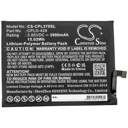 3.85V, 3900mAh, Li-Polymer Battery fits Coolpad, Cp3705as, Legacy, 15.015Wh