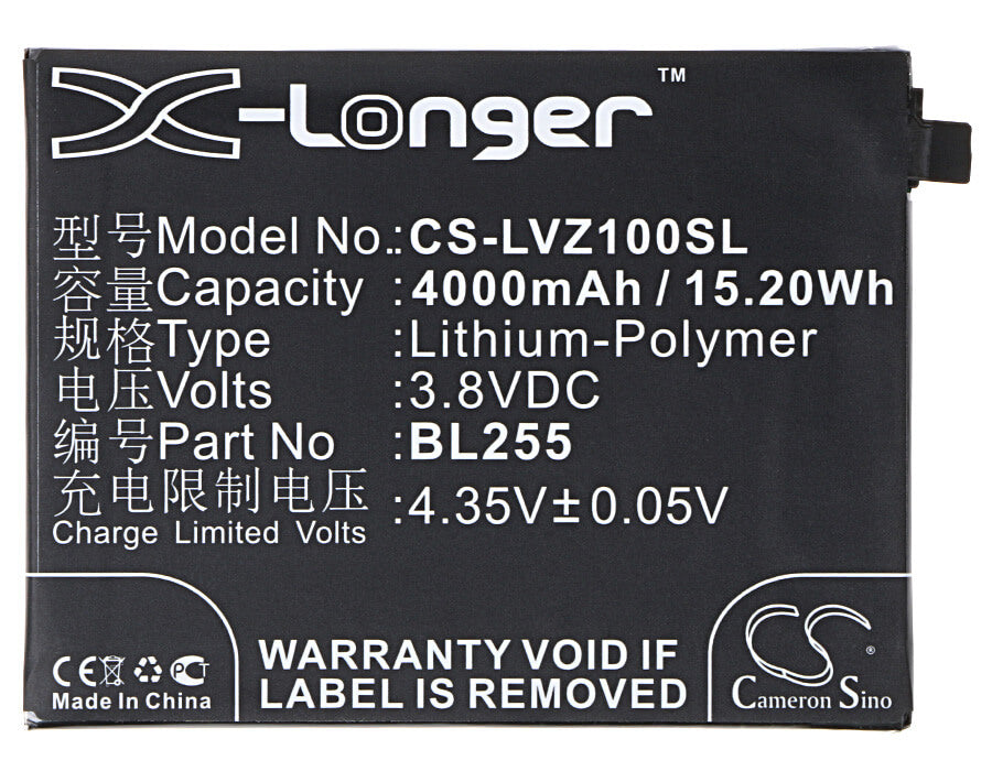 3.8V, 4000mAh, Li-Polymer Battery fits Lenovo, Z1221, Z1221 Dual Sim, 15.2Wh